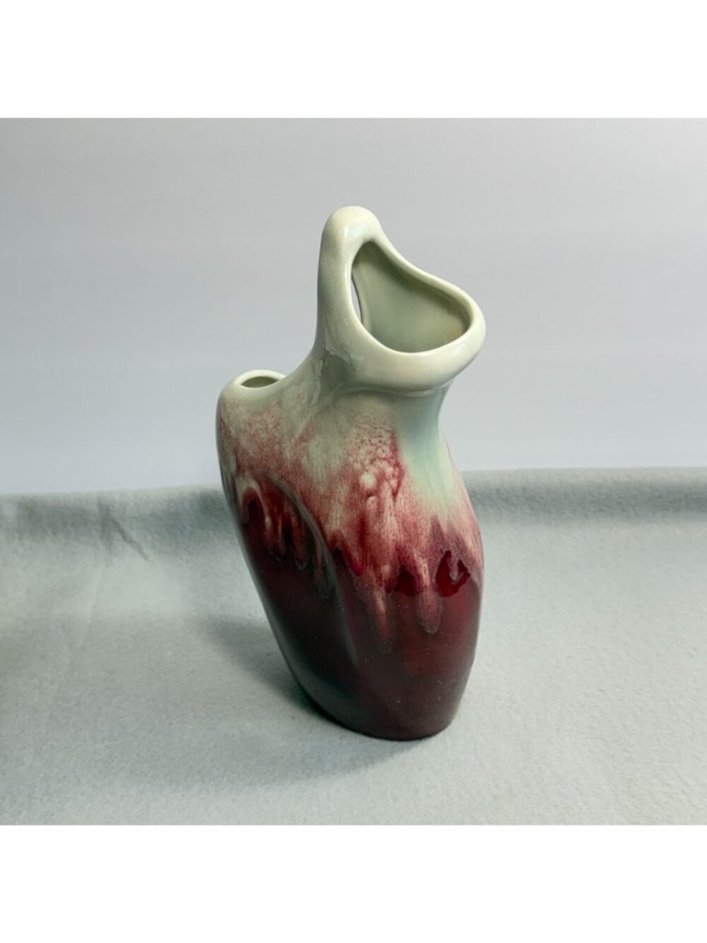 Vintage Red Wing Pottery Vase 1953 Anniversary Drip Glaze Oxblood Maroon B2317 - Picture 3 of 16